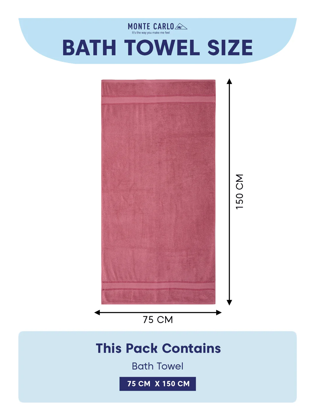 Premium Dusty Rose 100% Cotton Solid 525 GSM Bath Towel Amber 1 Pc Pvc Pack - Image 8