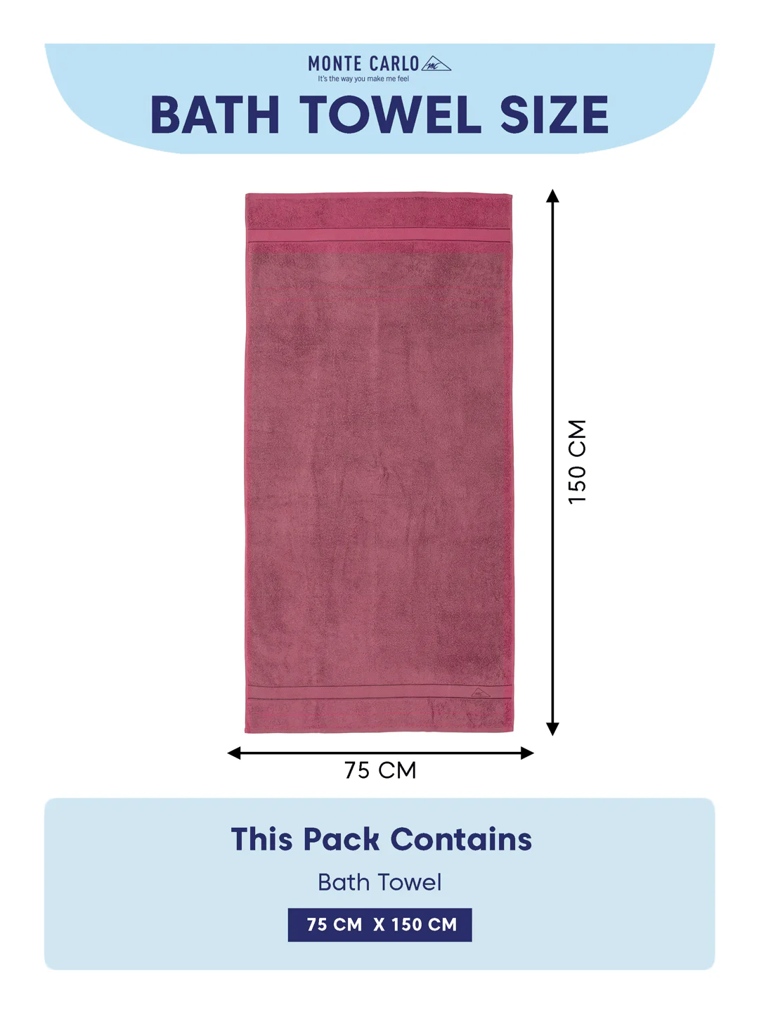 Premium Dusty Rose 100% Cotton Solid 525 GSM Bath Towel Iris 1 Pc Pvc Pack - Image 8