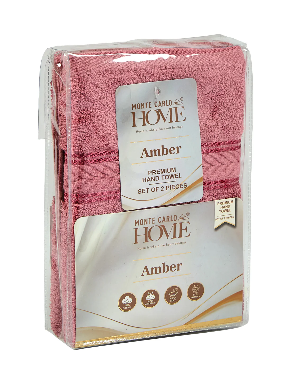 Premium Dusty Rose 100% Cotton Solid 525 GSM Hand Towel Amber 2 Pc Set Pvc Pack - Image 11