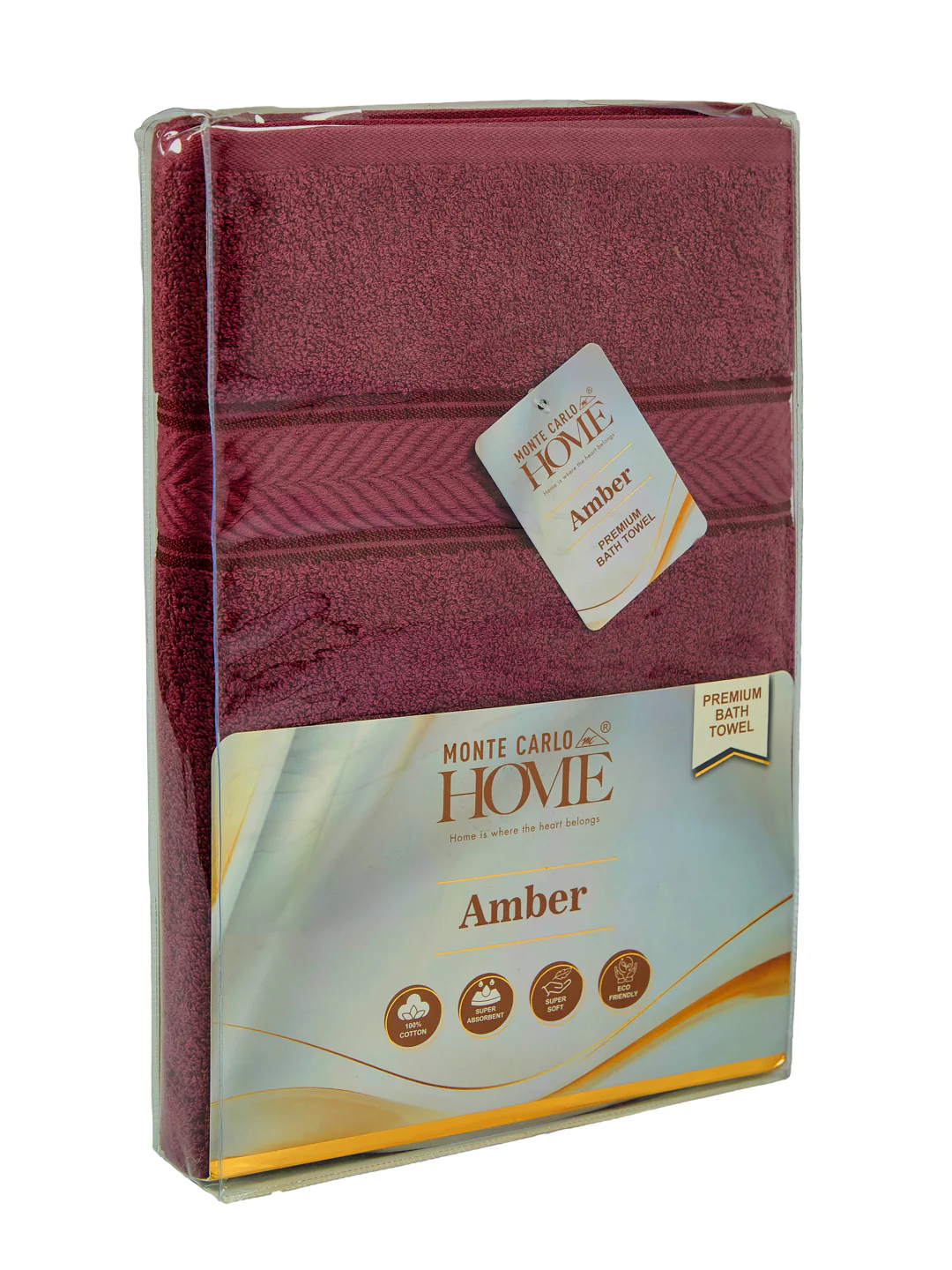 Premium Maroon 100% Cotton Solid 525 GSM Bath Towel Amber 1 Pc Pvc Pack - Image 9