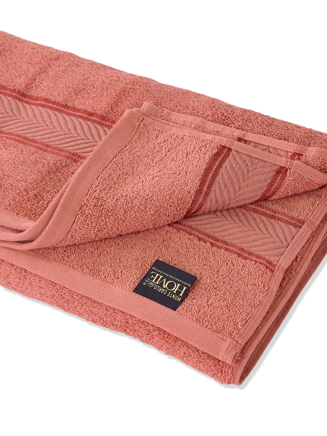 Premium Peach Pink 100% Cotton Solid 525 GSM Bath Towel Amber 1 Pc Pvc Pack - Image 5