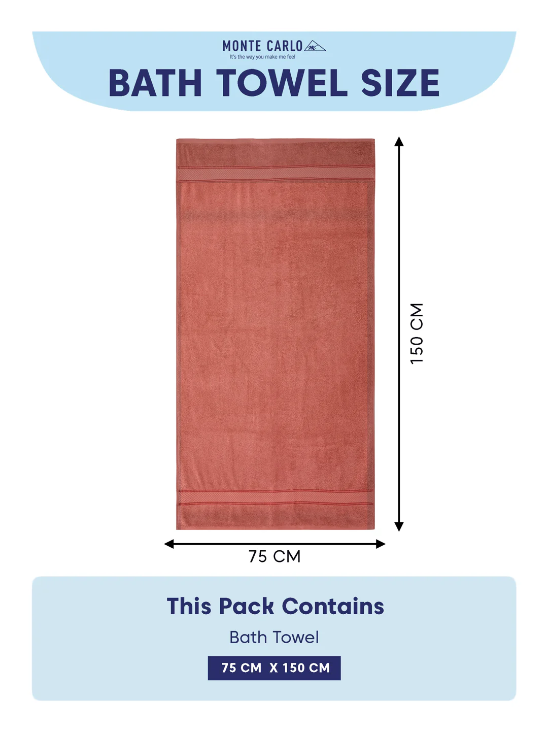 Premium Peach Pink 100% Cotton Solid 525 GSM Bath Towel Amber 1 Pc Pvc Pack - Image 8
