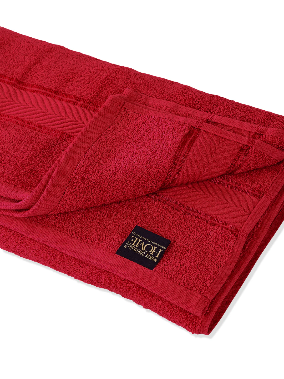 Premium Red 100% Cotton Solid 525 GSM Bath Towel Amber 1 Pc Pvc Pack - Image 5