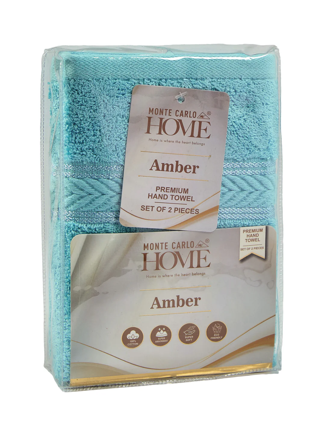 Premium Sea Green 100% Cotton Solid 525 GSM Hand Towel Amber 2 Pc Set Pvc Pack - Image 11