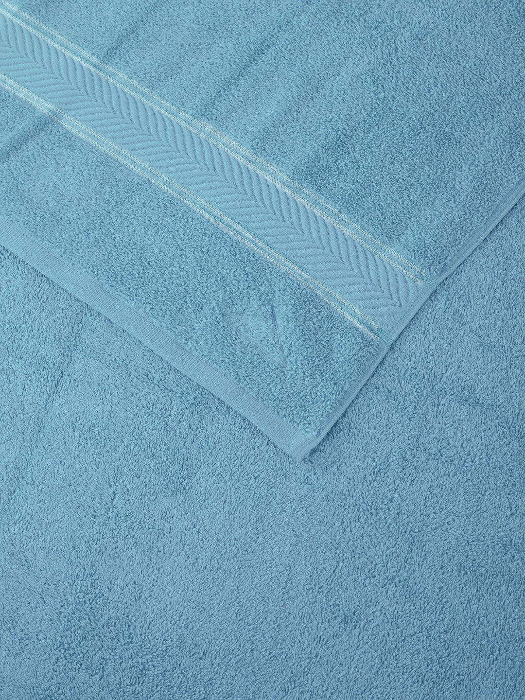 Premium Sky Blue 100% Cotton Solid 525 GSM Bath Towel Amber 1 Pc Pvc Pack - Image 6