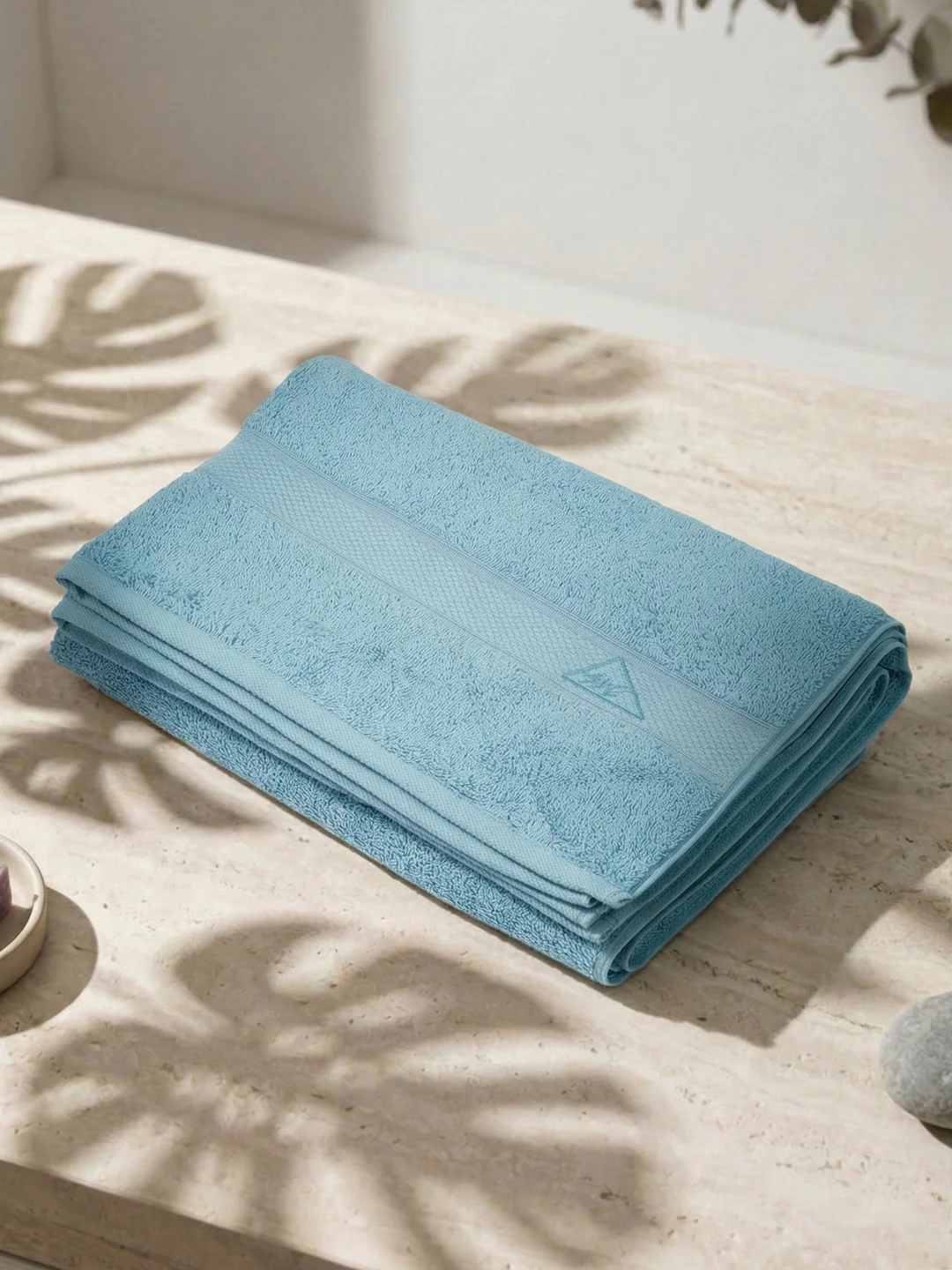 Premium Sky Blue 100% Cotton Solid 525 GSM Bath Towel Iris 1 Pc Pvc Pack - Image 2