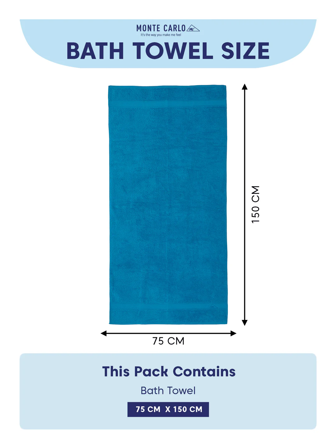 Premium Vivid Blue 100% Cotton Solid 525 GSM Bath Towel Iris 1 Pc Pvc Pack - Image 8
