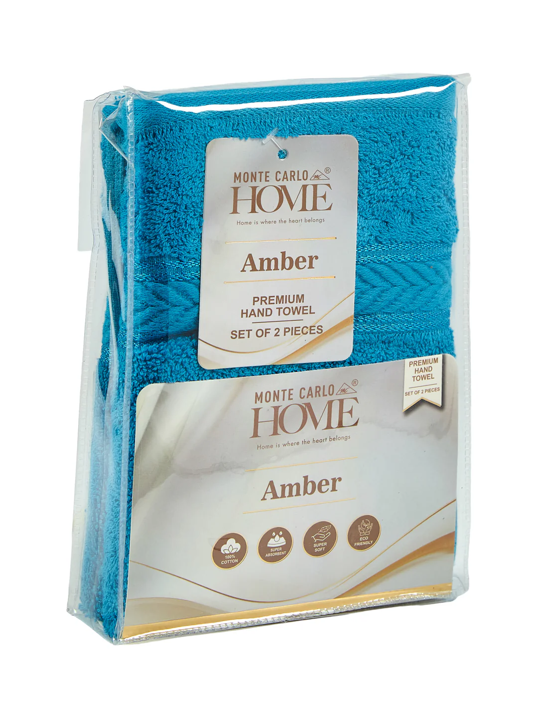 Premium Vivid Blue 100% Cotton Solid 525 GSM Hand Towel Amber 2 Pc Set Pvc Pack - Image 11