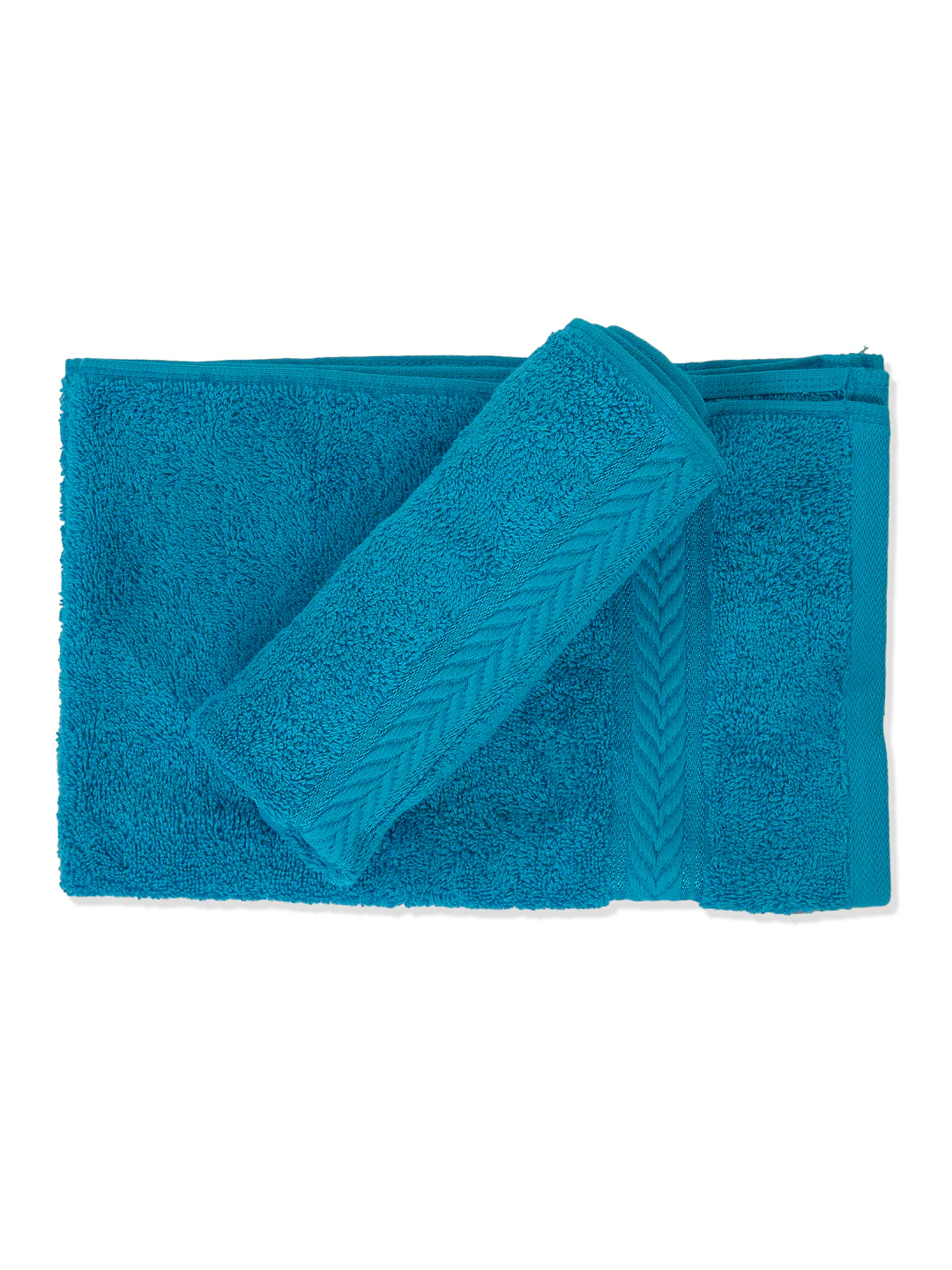 Premium Vivid Blue 100% Cotton Solid 525 GSM Hand Towel Amber 2 Pc Set Pvc Pack - Image 4
