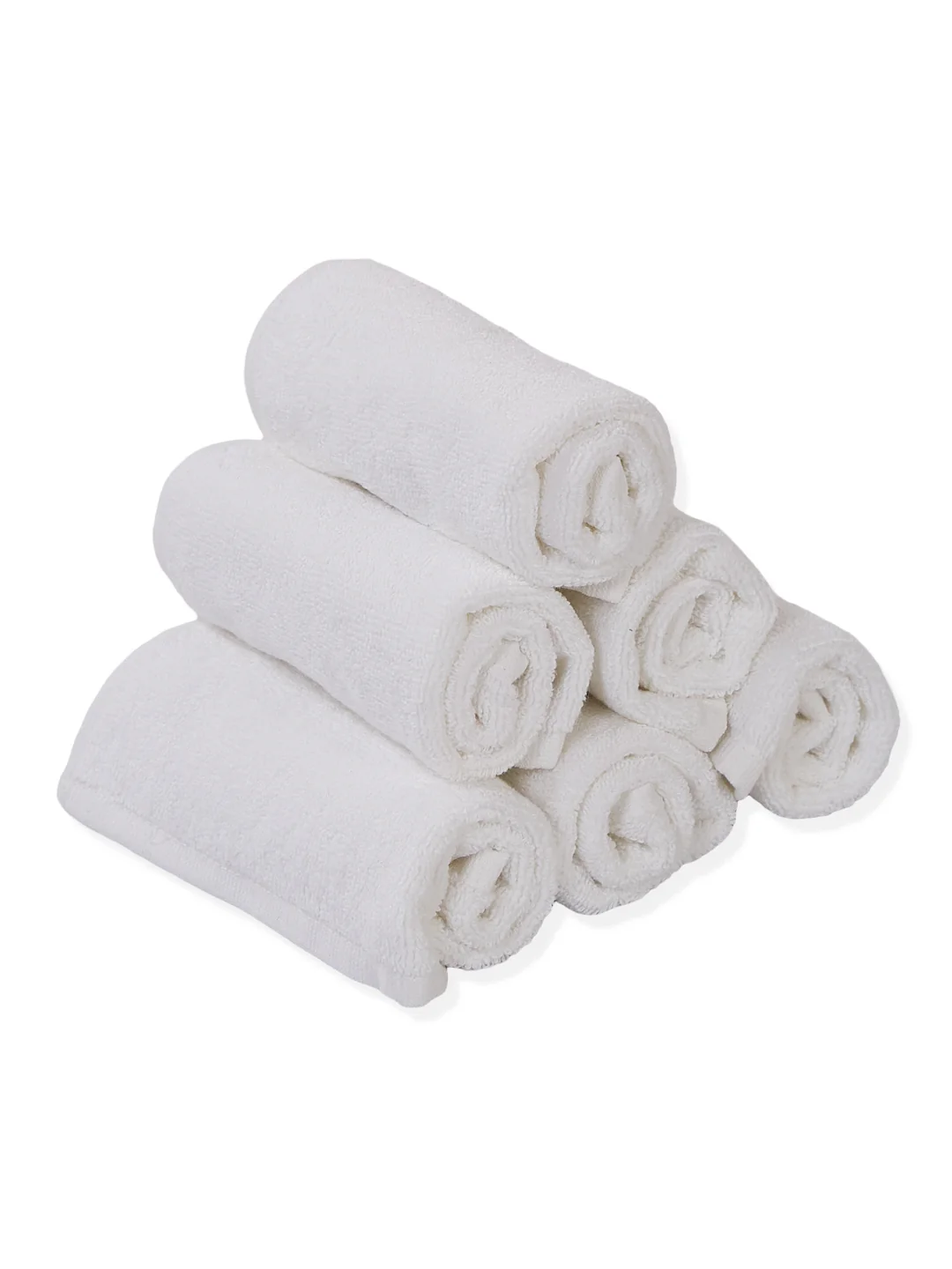 Premium White Pure Cotton Solid 560 GSM Face Towel 6 Pc Set (Hotel Collection) - Image 3