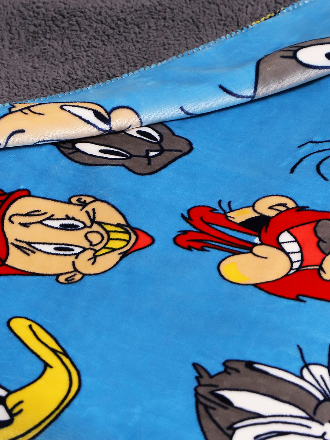 Looney Tunes Printed Plush Soft Cartoon Network Turquoise Blue Baby Blanket - Image 2