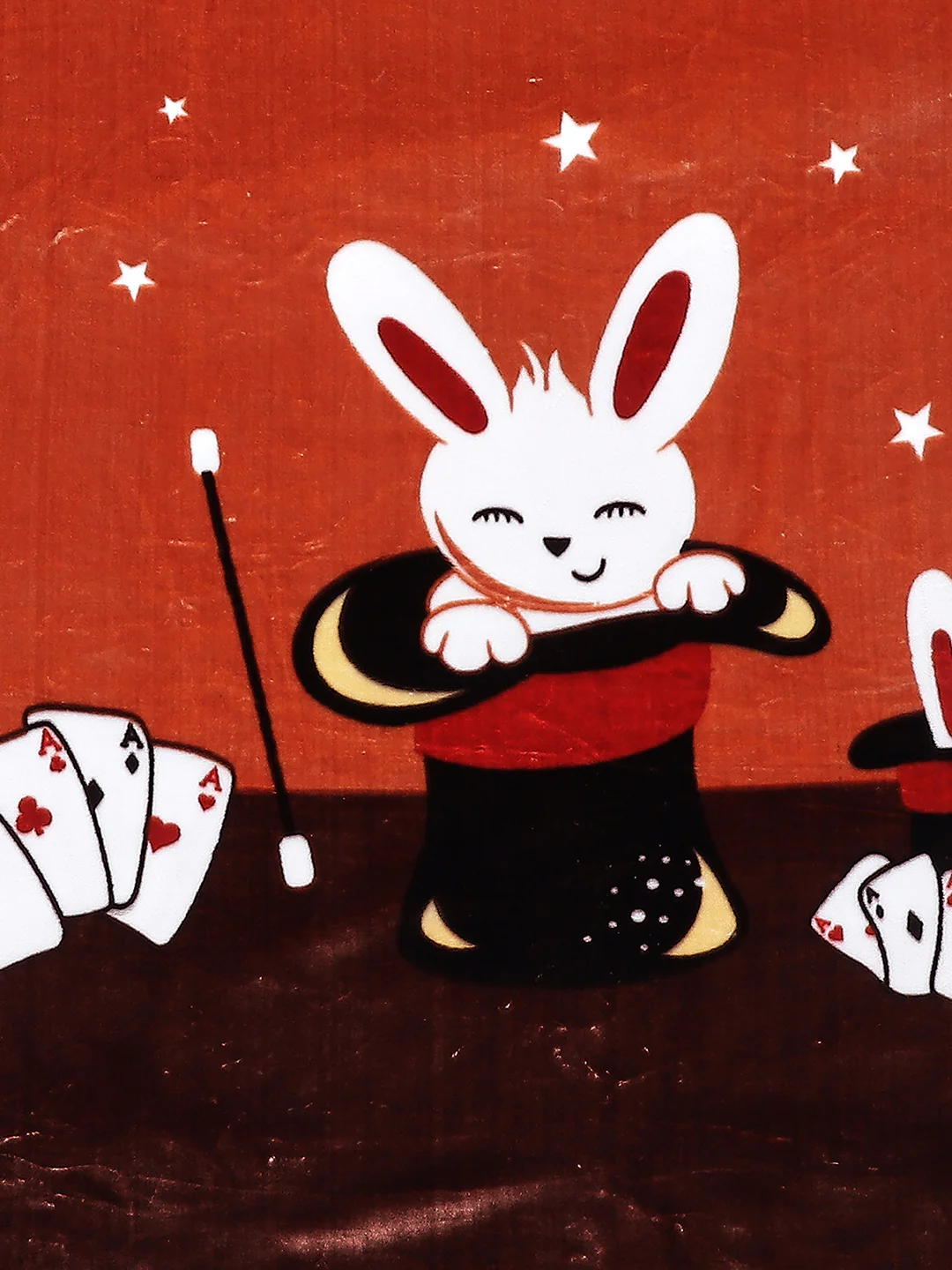 Cartoon Rabbit Printed Velvety Brown Baby Blanket - Image 4