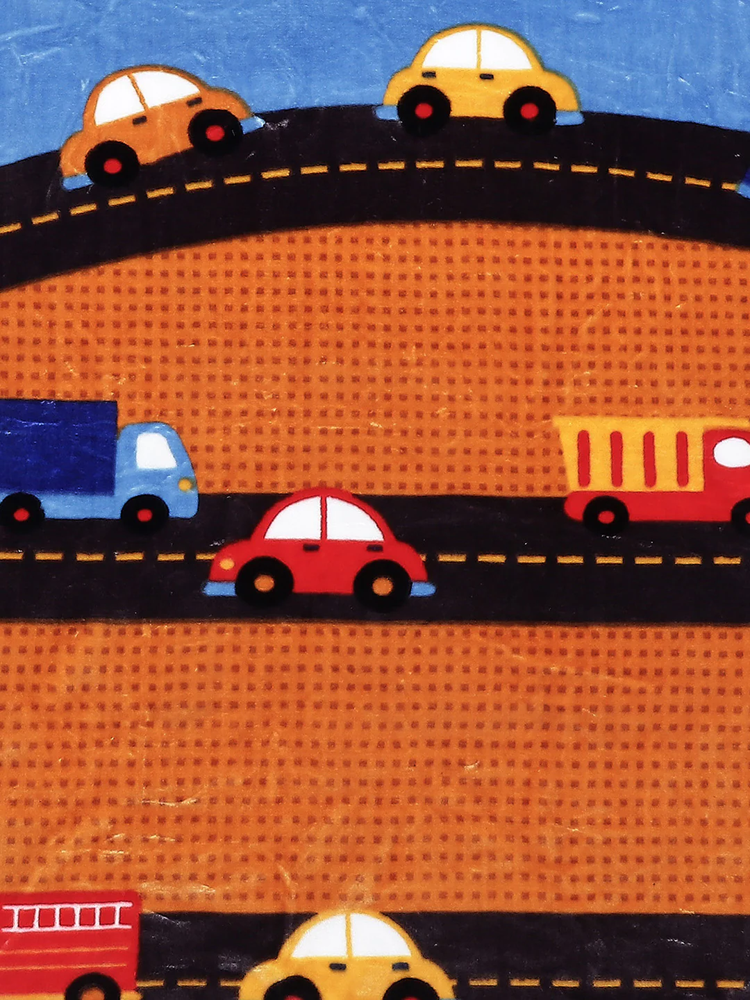 Cartoon Cars Printed Plush Orange Baby Blanket - Image 4