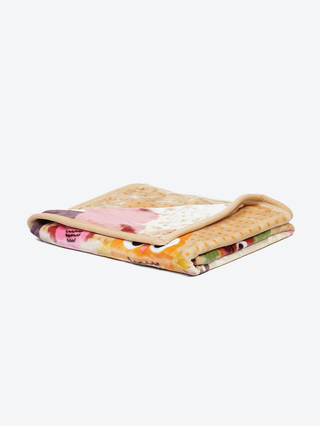 Cartoon Birds Printed Plush Yellow Baby Blanket - Image 3