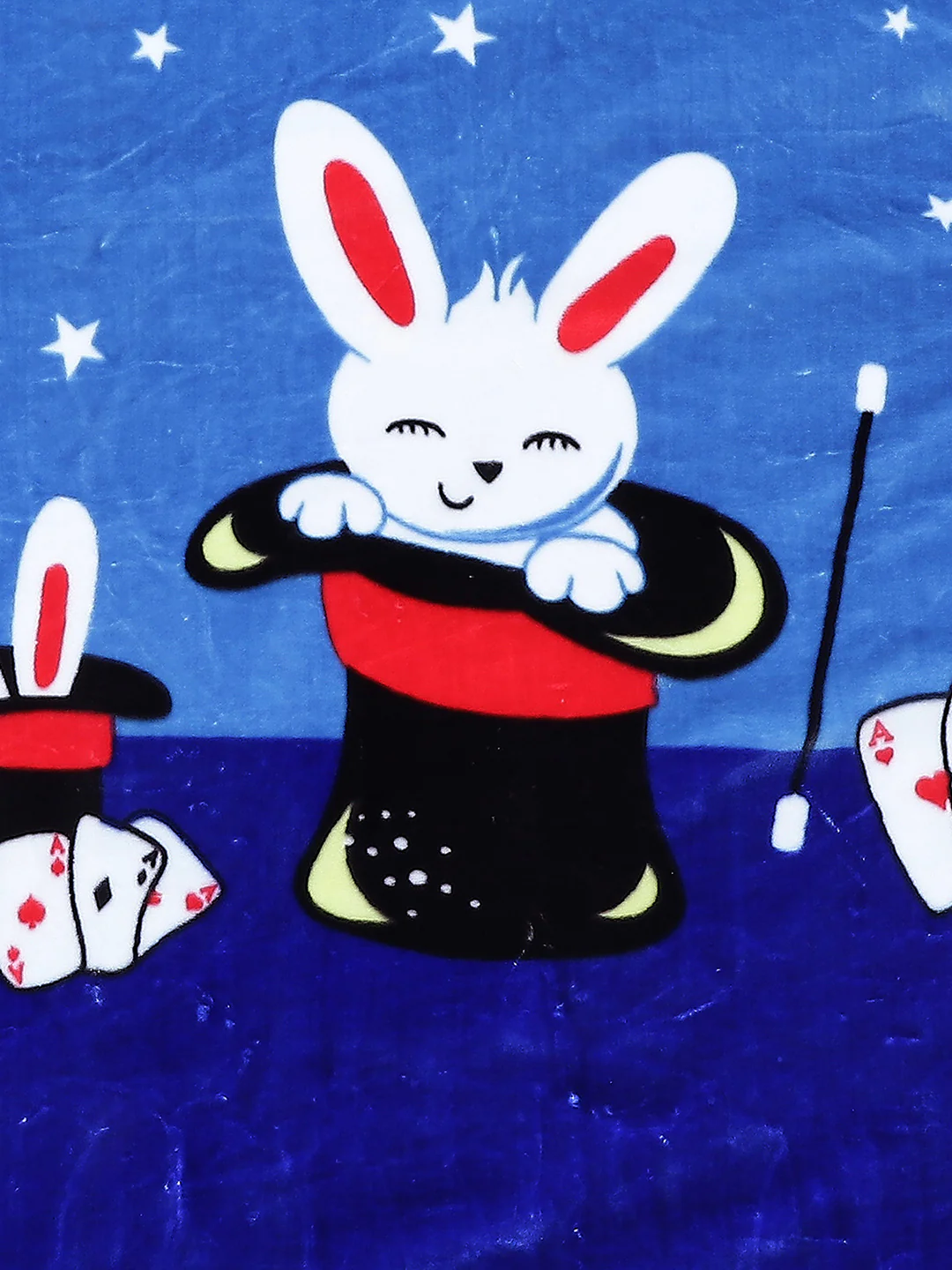 Cartoon Rabbit Printed Plush Blue Baby Blanket - Image 4