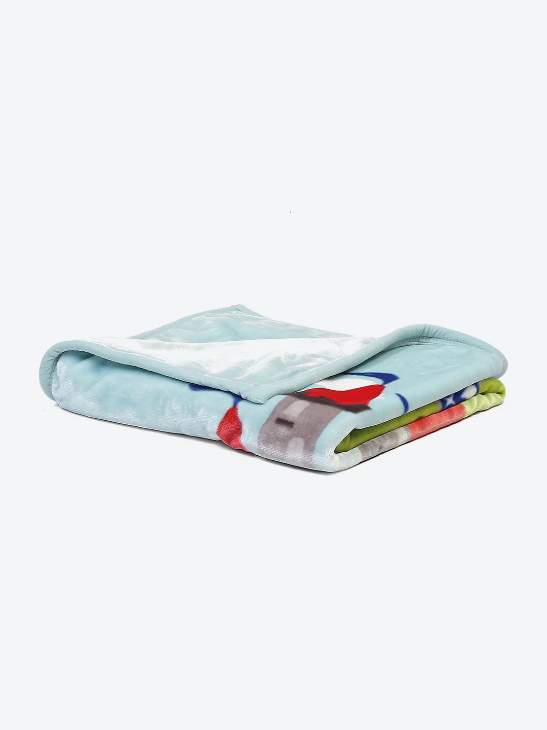Cartoon Castle Printed Plush Blue and Green Baby Blanket - Image 3
