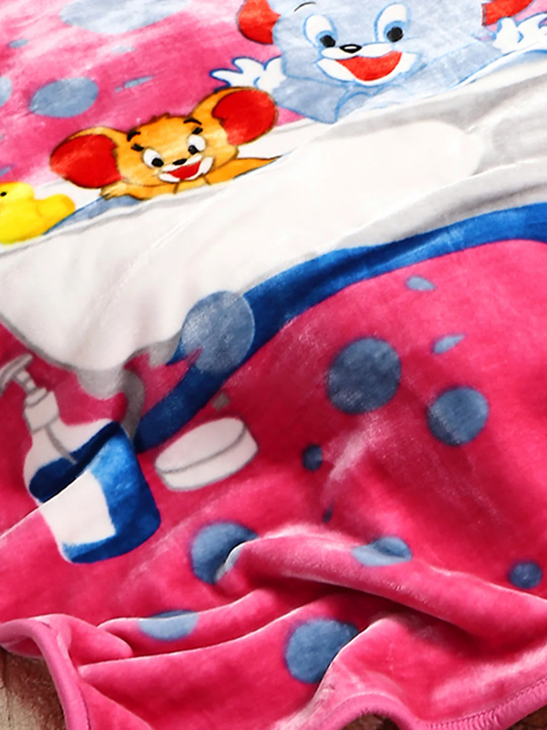 Tom and Jerry Printed Plush Cartoon Network Pink Baby Blanket - Image 2