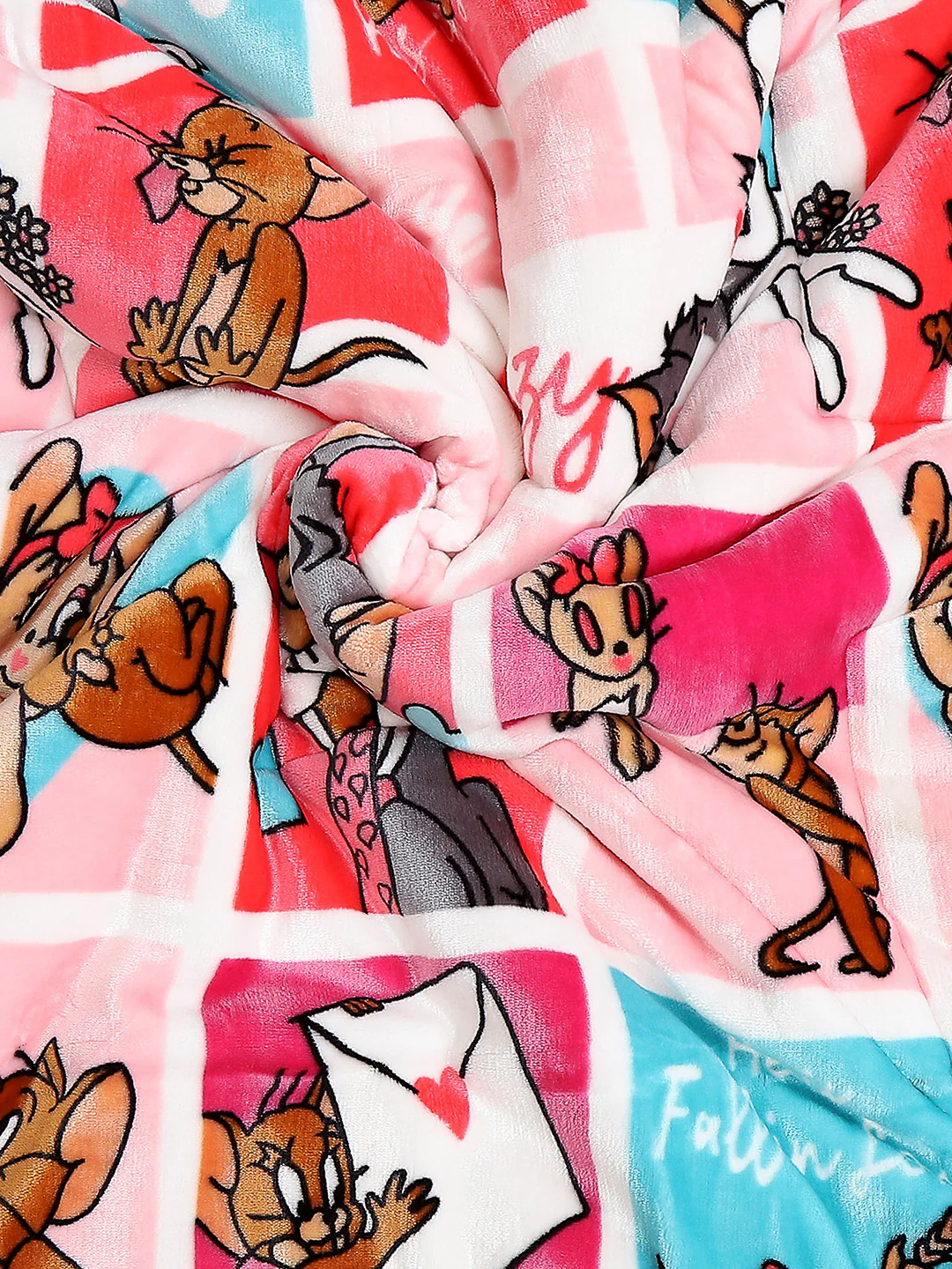 Tom and Jerry Print Velvety Soft Pink Baby Blanket Set with Matching Comforter, Bedsheet, Neck Pillow, and Bolsters - Image 7