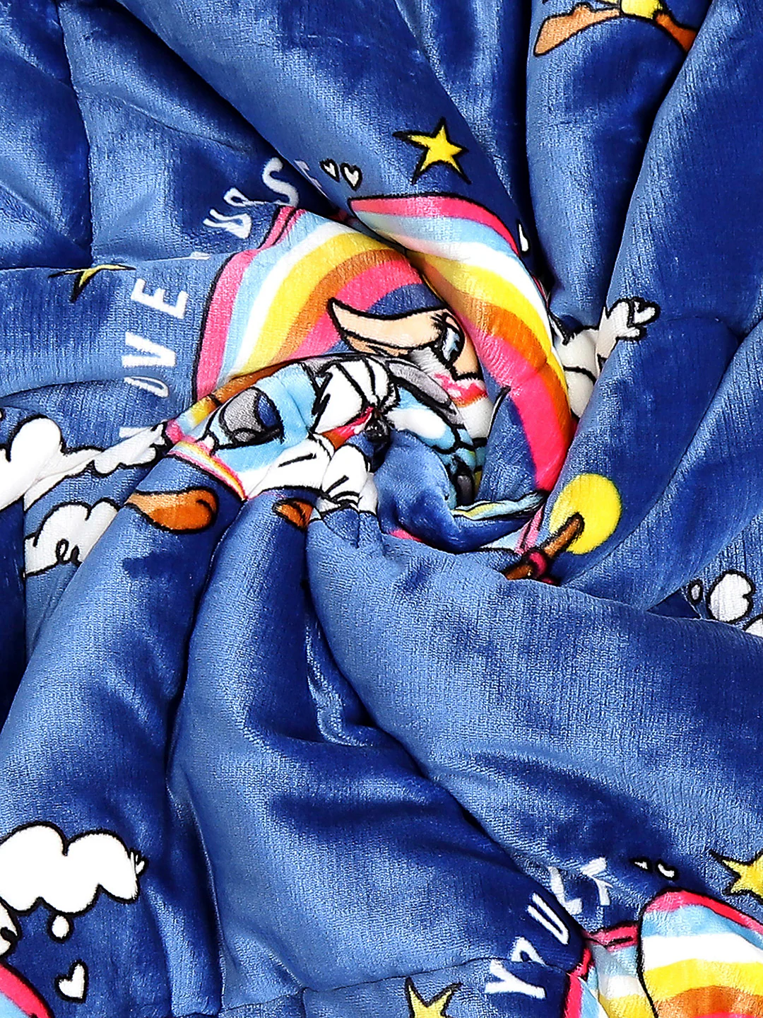 Looney Tunes Print Ultra Soft Blue Baby Blanket Set with Matching Comforter, Bedsheet, Neck Pillow, and Bolsters - Image 7