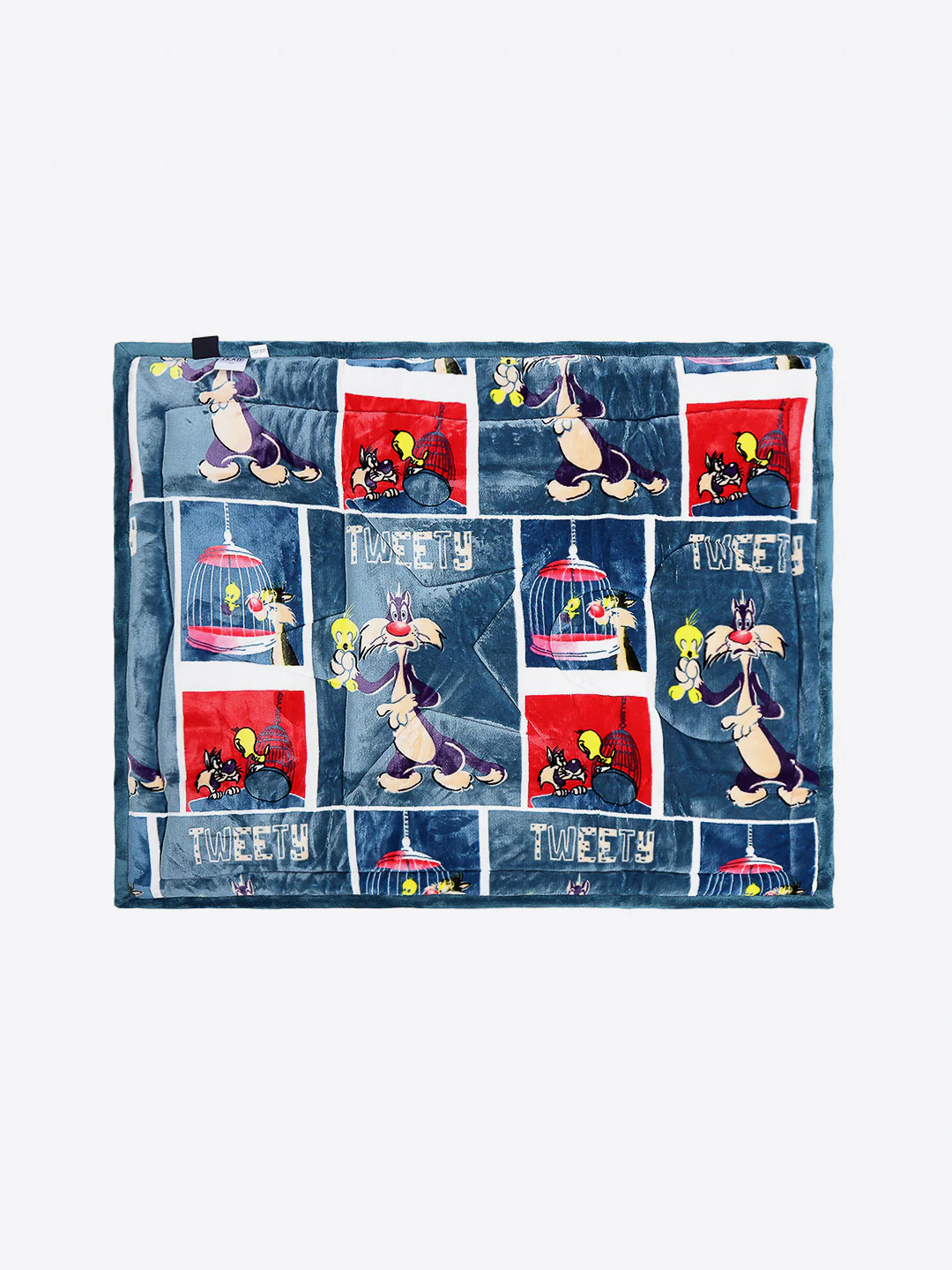 Tweety Bird Print Plush Soft Blue Baby Blanket Set with Matching Comforter, Bedsheet, Neck Pillow, and Bolsters - Image 4