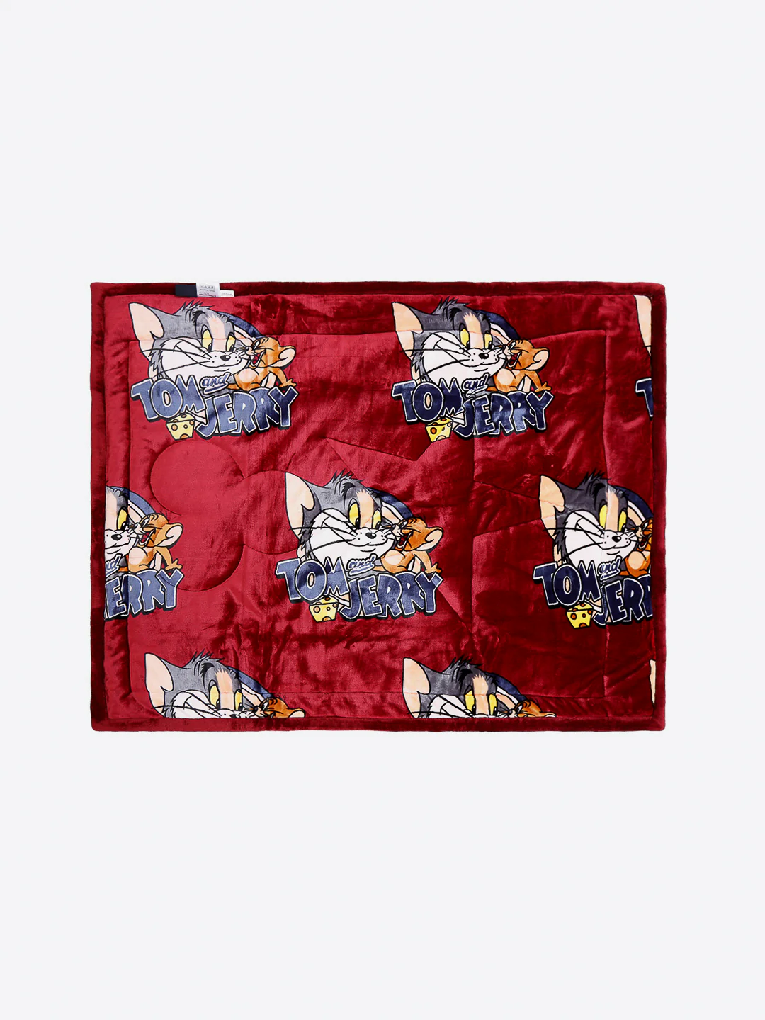 Tom and Jerry Print Velvety Red Baby Blanket Set with Matching Comforter, Bedsheet, Neck Pillow, and Bolsters - Image 4
