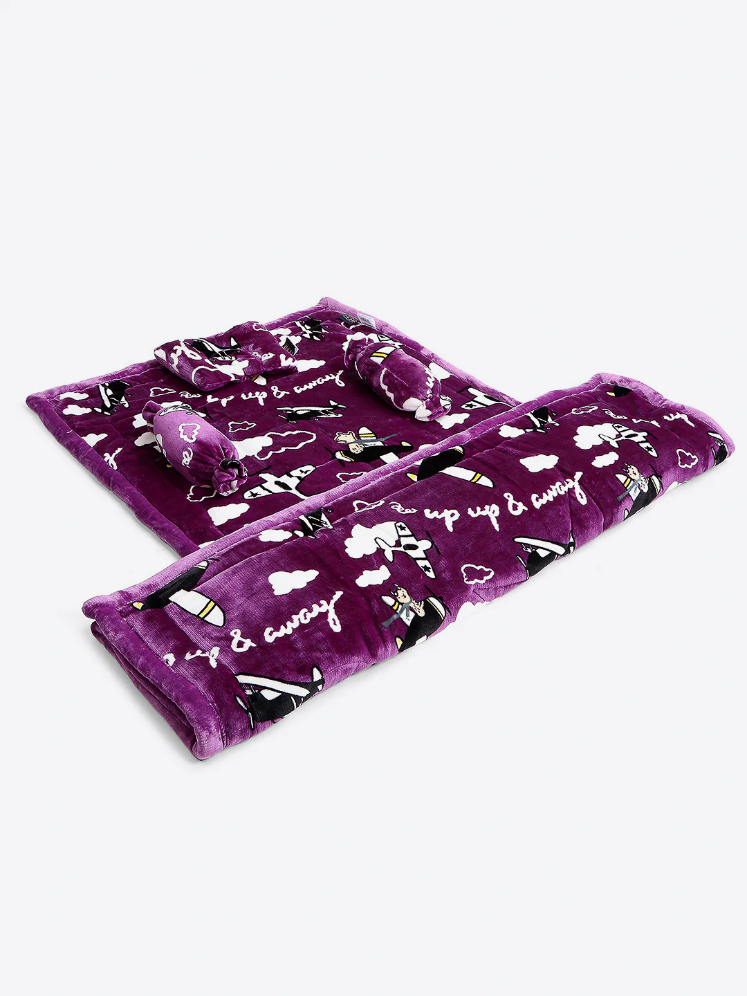 Printed Baby Blanket 3 Ply, 1609 GSM 5Pcs Set (1 Baby Comforter, 1 Bedsheet, 1 Neck Pillow & 2 Bolster) - Image 2