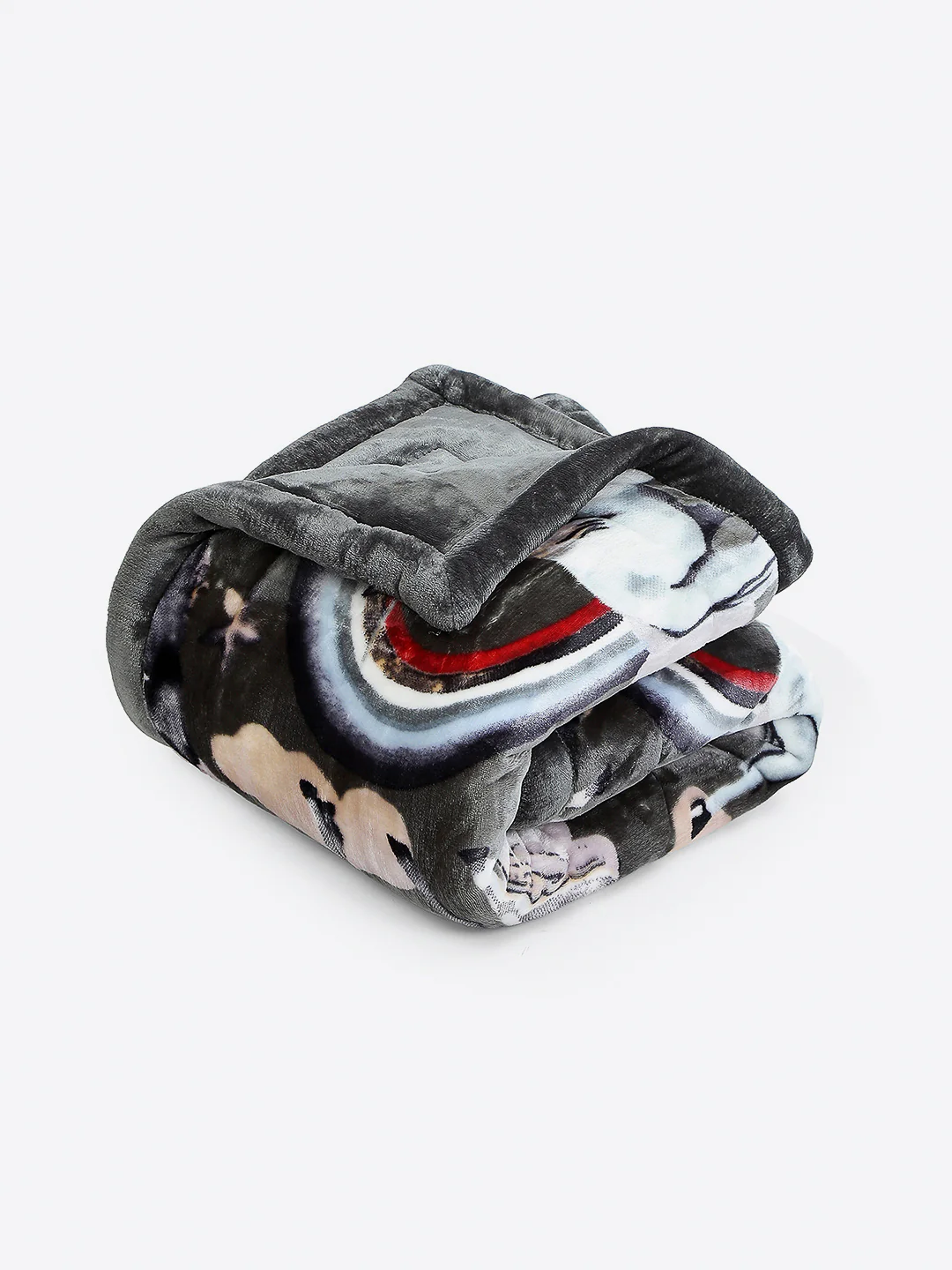Graphic Print Soft Plush Grey Baby Blanket Set with Matching Comforter, Bedsheet, Neck Pillow, and Bolsters - Image 3
