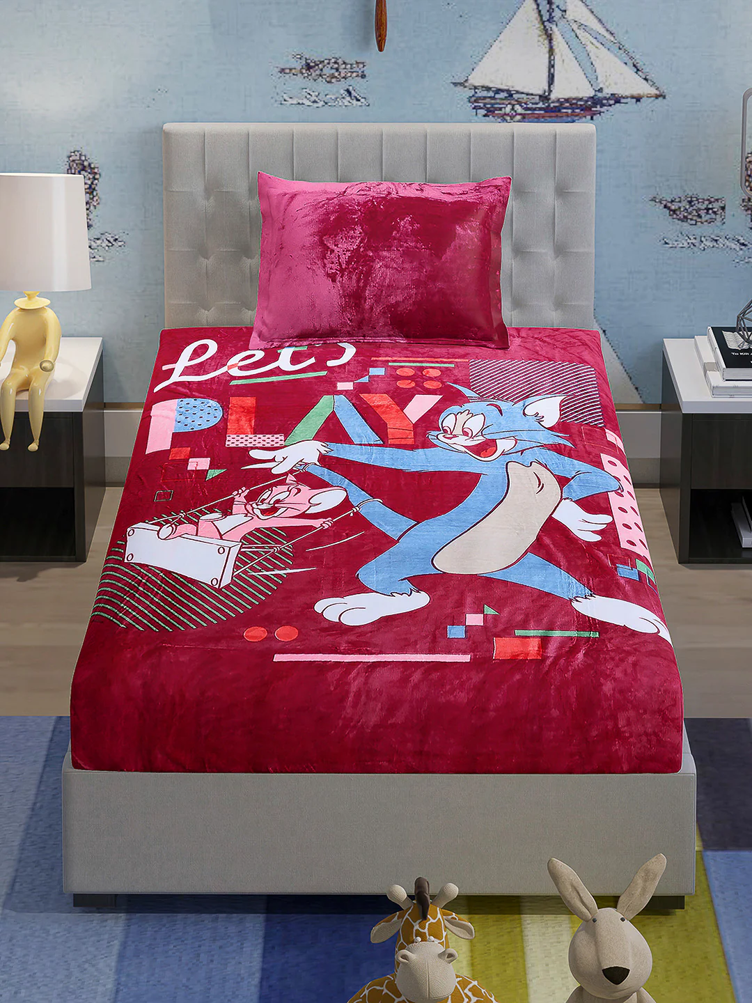 Printed Baby Winter Bedsheet 1 Ply, 370 GSM, 1.3 kg (Super Hero) - Image 2