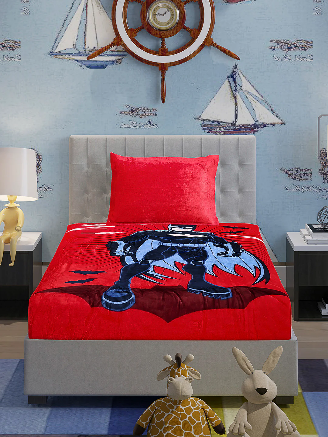 Printed Baby Winter Bedsheet 1 Ply, 370 GSM, 1.3 kg (Super Hero) - Image 3