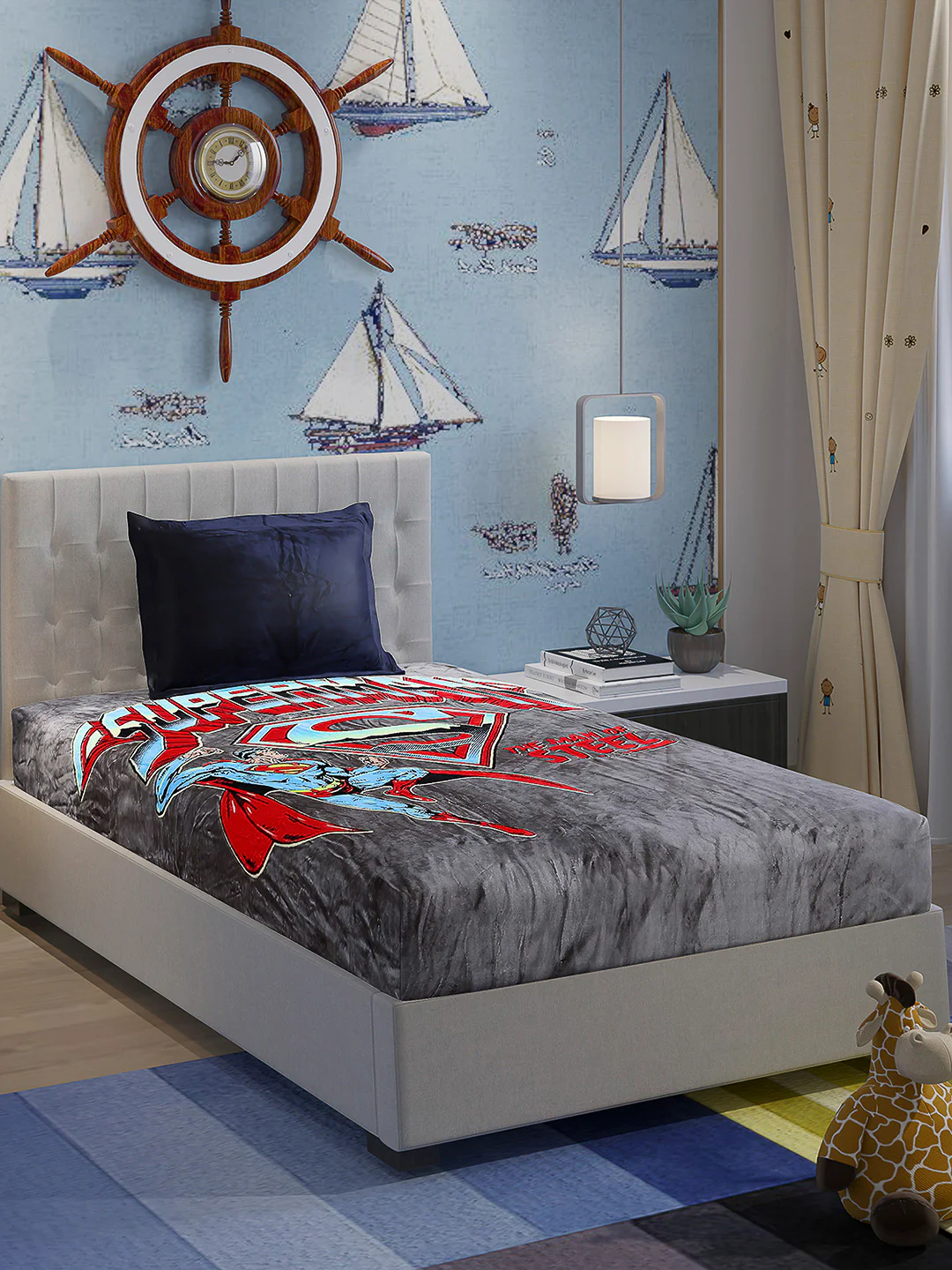 Printed Baby Winter Bedsheet 1 Ply, 370 GSM, 1.3 kg (Super Hero) - Image 4