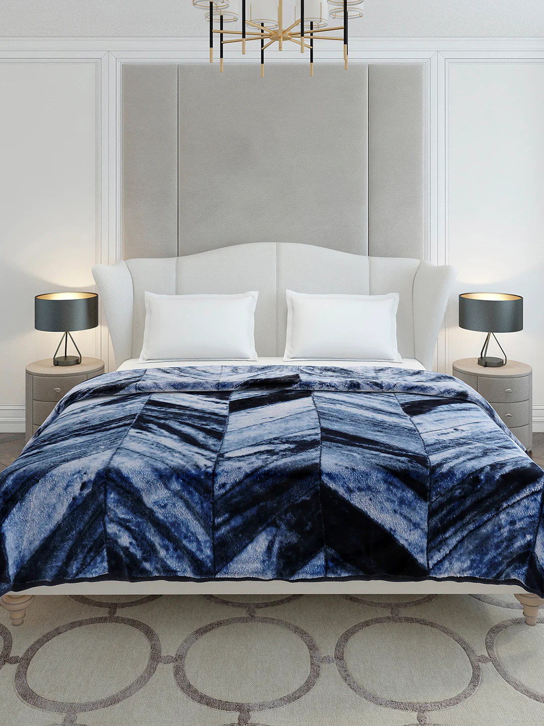 Printed Double Bed 1 Ply, 606 GSM Blanket for Mild Winter - (Denny PVC) - Image 2