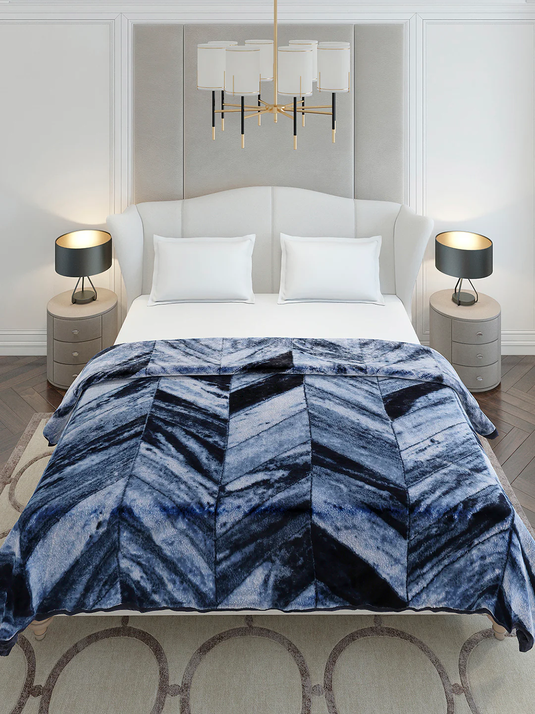 Printed Double Bed 1 Ply, 606 GSM Blanket for Mild Winter - (Denny PVC) - Image 3