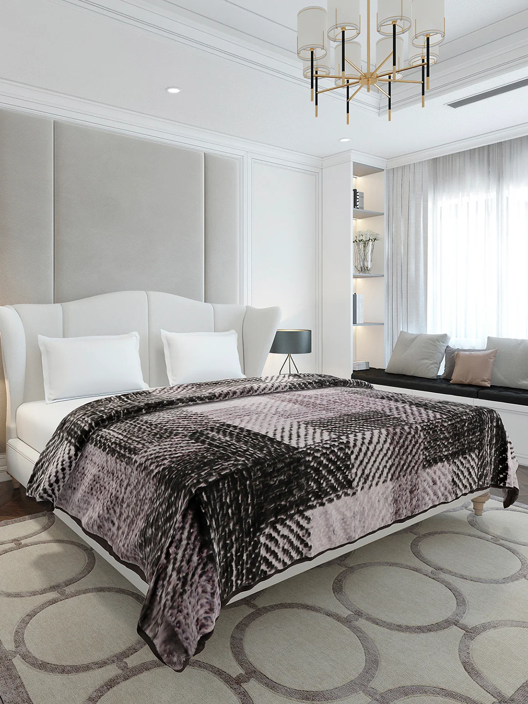 Printed Double Bed 1 Ply, 606 GSM Blanket for Mild Winter - (Denny PVC) - Image 4