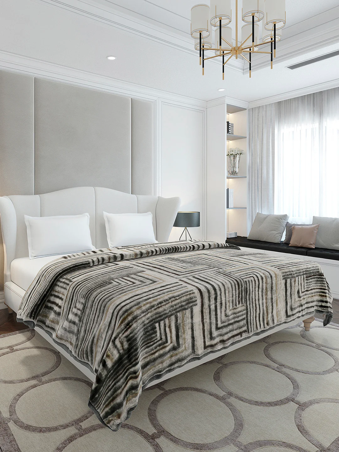 Printed Double Bed 1 Ply, 606 GSM Blanket for Mild Winter - (Denny PVC) - Image 4