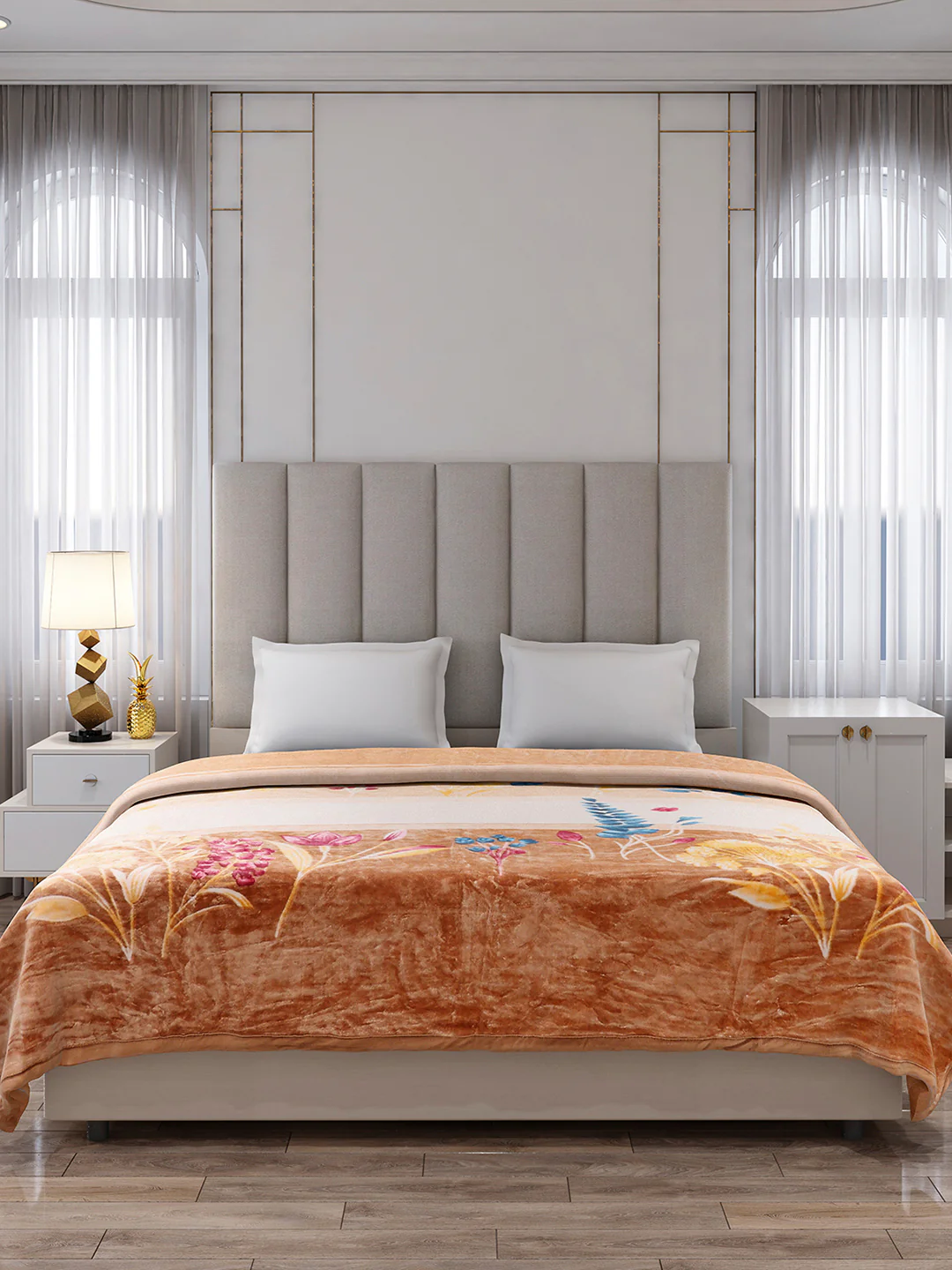 Printed Double Bed 1 Ply, 549 GSM Blanket for Mild Winter - (Roman Box) - Image 2