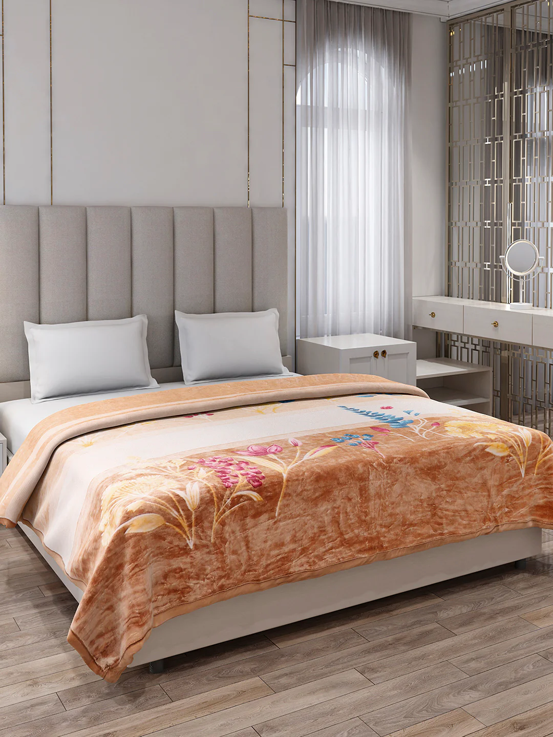 Printed Double Bed 1 Ply, 549 GSM Blanket for Mild Winter - (Roman Box) - Image 4