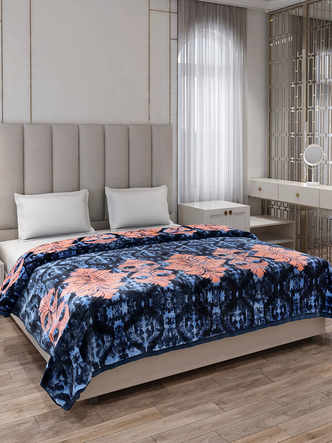 Printed Double Bed 1 Ply, 549 GSM Blanket for Mild Winter - (Roman Box) - Image 4