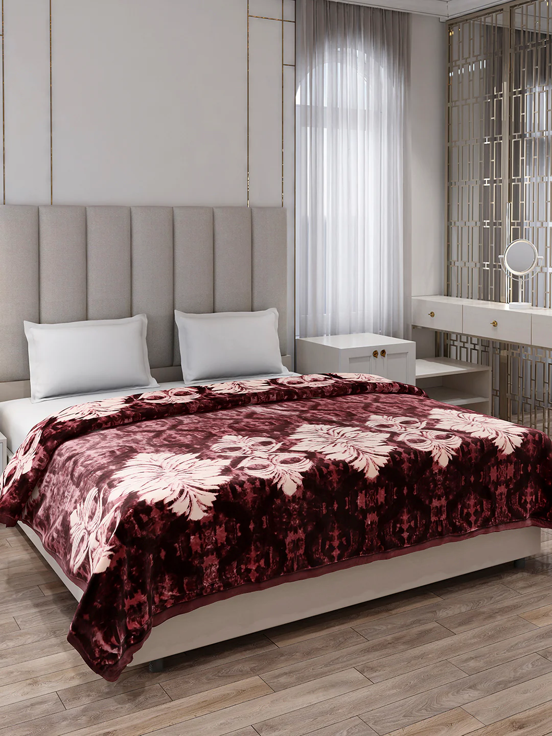 Printed Double Bed 1 Ply, 549 GSM Blanket for Mild Winter - (Roman Box) - Image 4