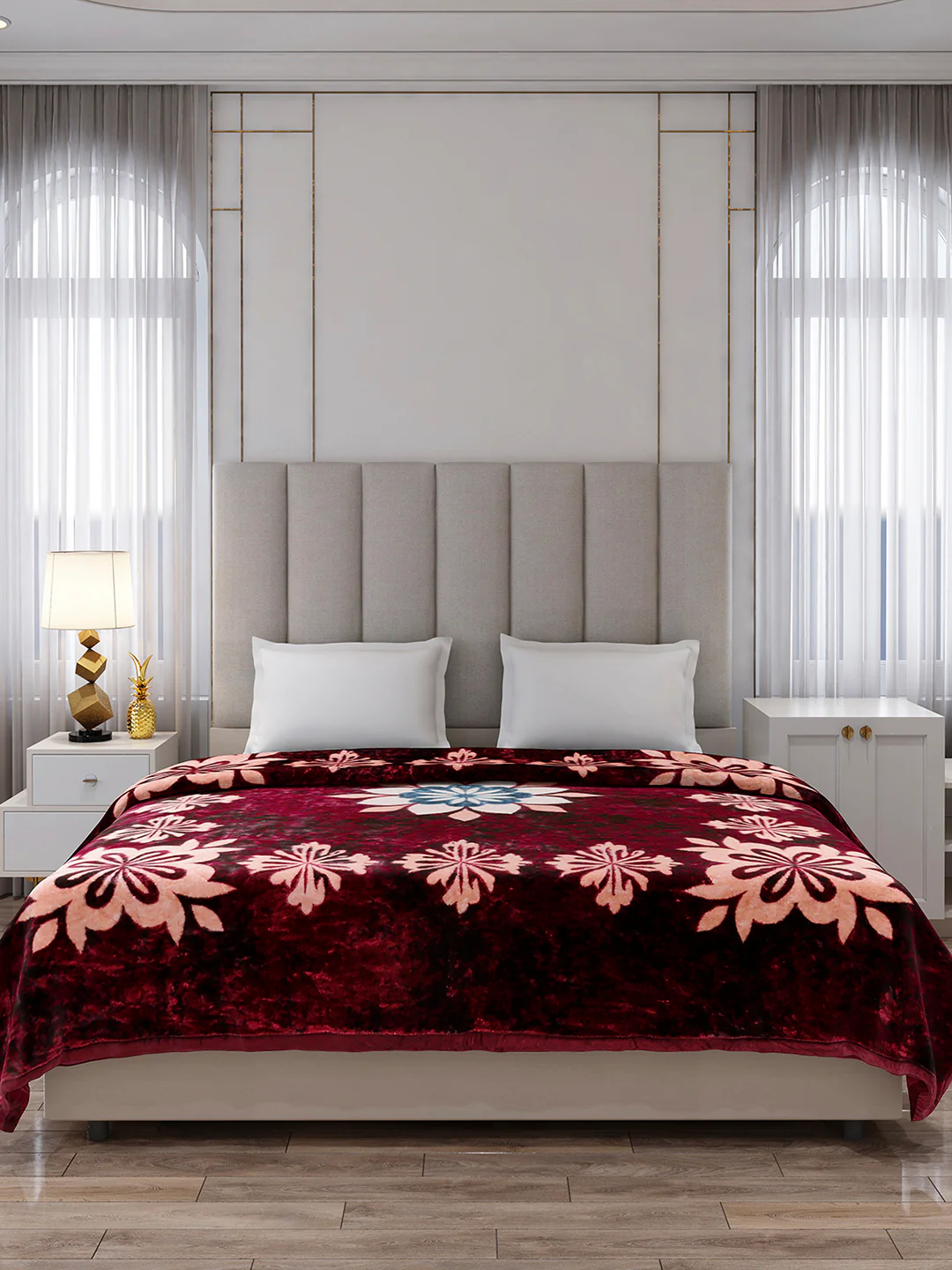 Printed Double Bed 1 Ply, 549 GSM Blanket for Mild Winter - (Roman Box) - Image 2