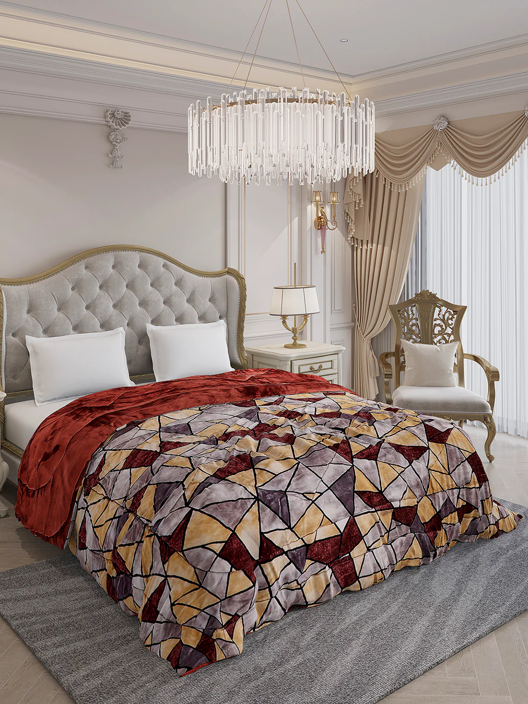 Printed Double Bed 1009 GSM Comforter for Winter - (Wild Beauty) - Image 4