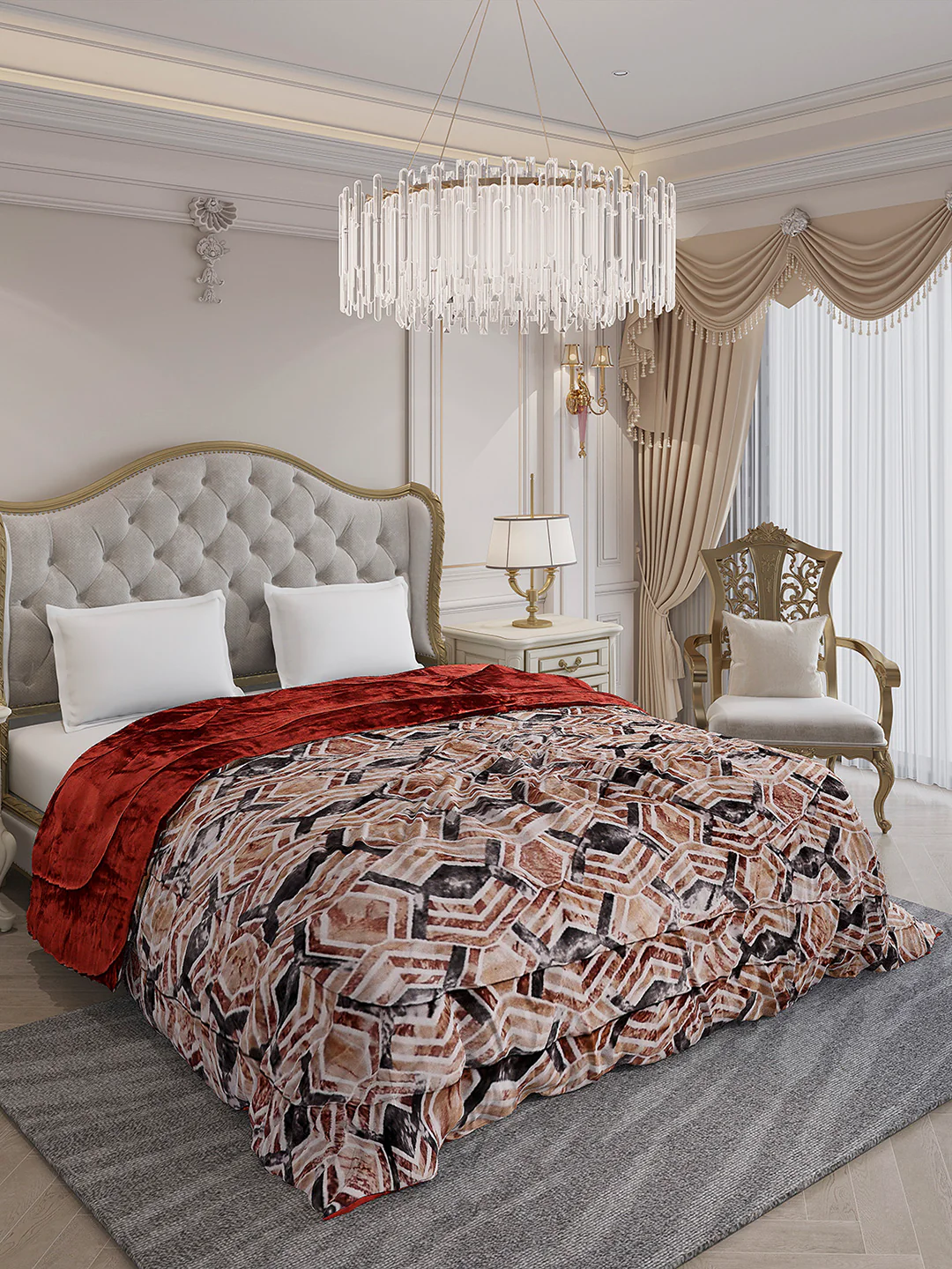 Printed Double Bed 1009 GSM Comforter for Winter - (Wild Beauty) - Image 4