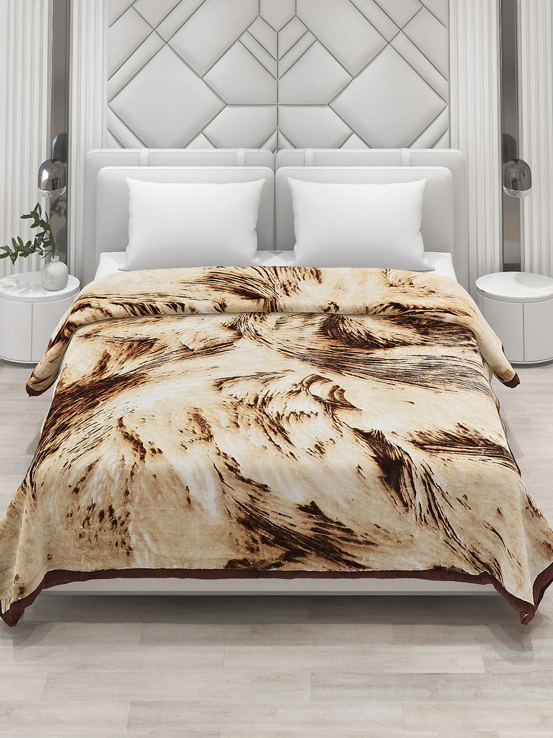 Printed Double Bed 1041 GSM Blanket Apricot 2 Ply (Weight 5.5 kg) - Image 3