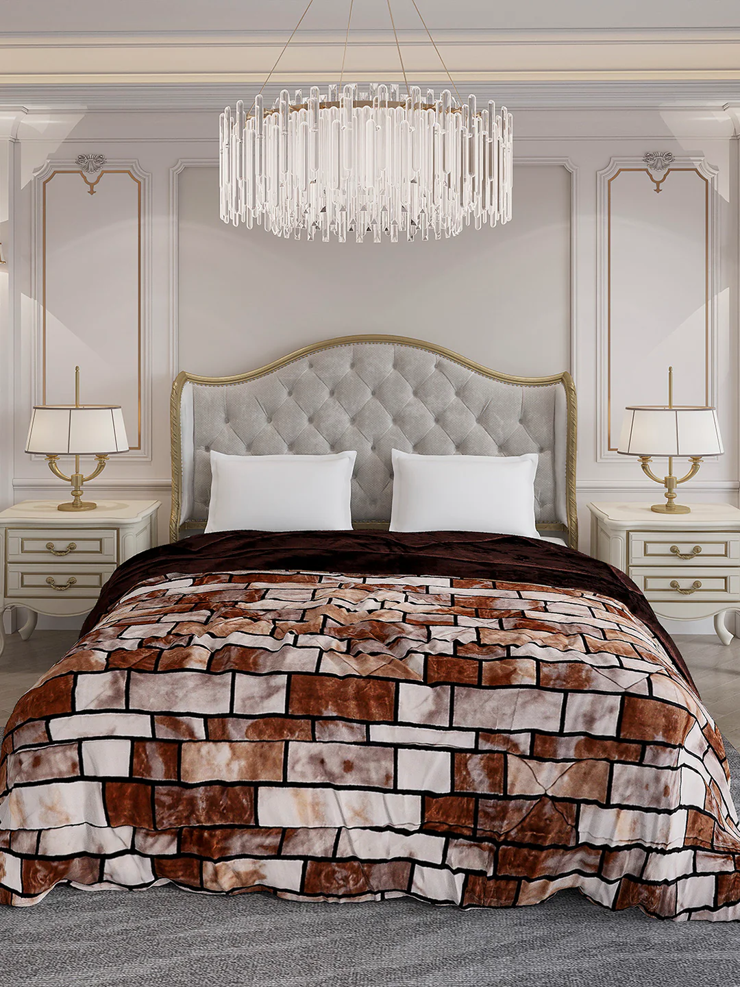 Printed Double Bed 1061 GSM Comforter for Winter - (Wisdom Gold) - Image 2