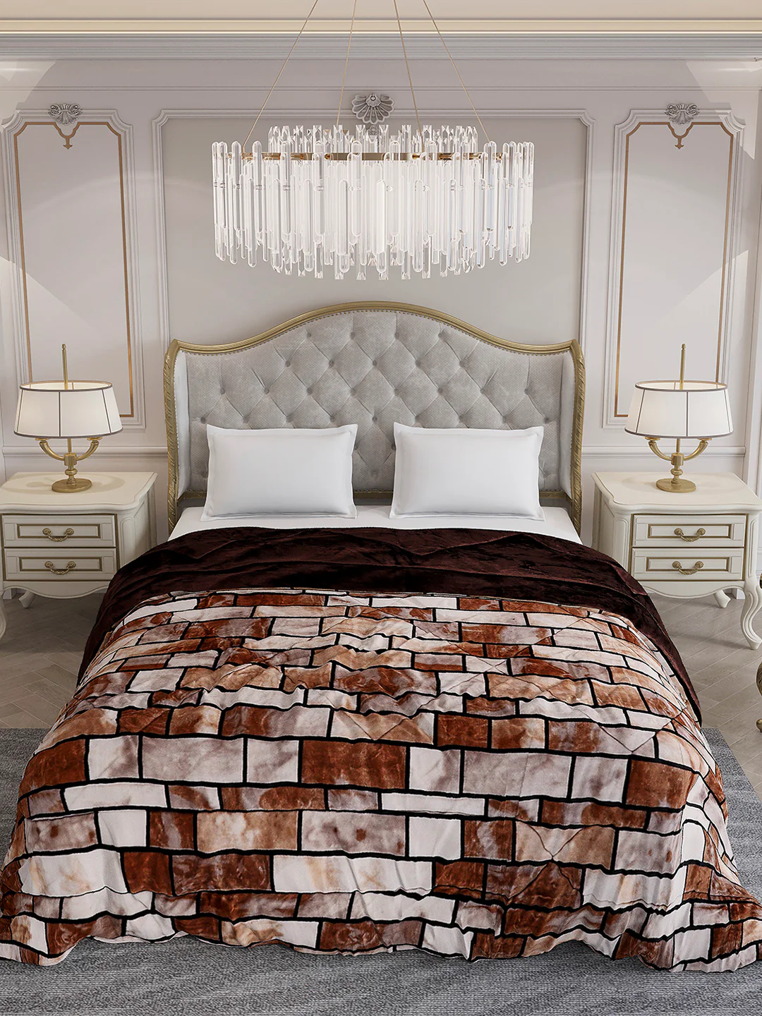 Printed Double Bed 1061 GSM Comforter for Winter - (Wisdom Gold) - Image 3