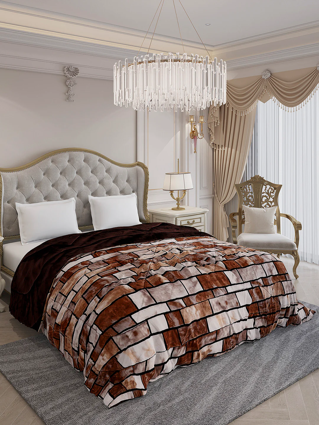Printed Double Bed 1061 GSM Comforter for Winter - (Wisdom Gold) - Image 4