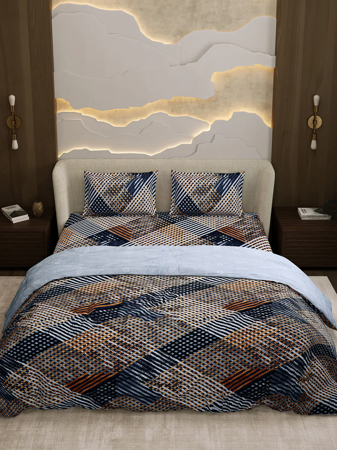 Printed Double Bed 130 GSM 4 Pc Bedding Set (1 Bedsheet, 1 AC Comforter & 2 Pillow Cover) - Image 3