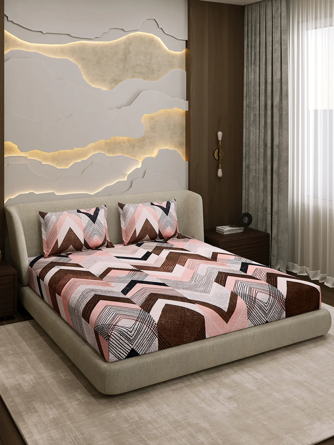 Printed Double Bed 130 GSM 4 Pc Bedding Set (1 Bedsheet, 1 AC Comforter & 2 Pillow Cover) - Image 7