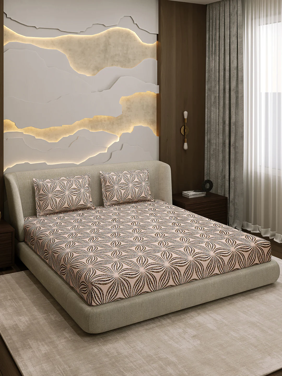 Printed Double Bed 130 GSM 4 Pc Bedding Set (1 Bedsheet, 1 AC Comforter & 2 Pillow Cover) - Image 7