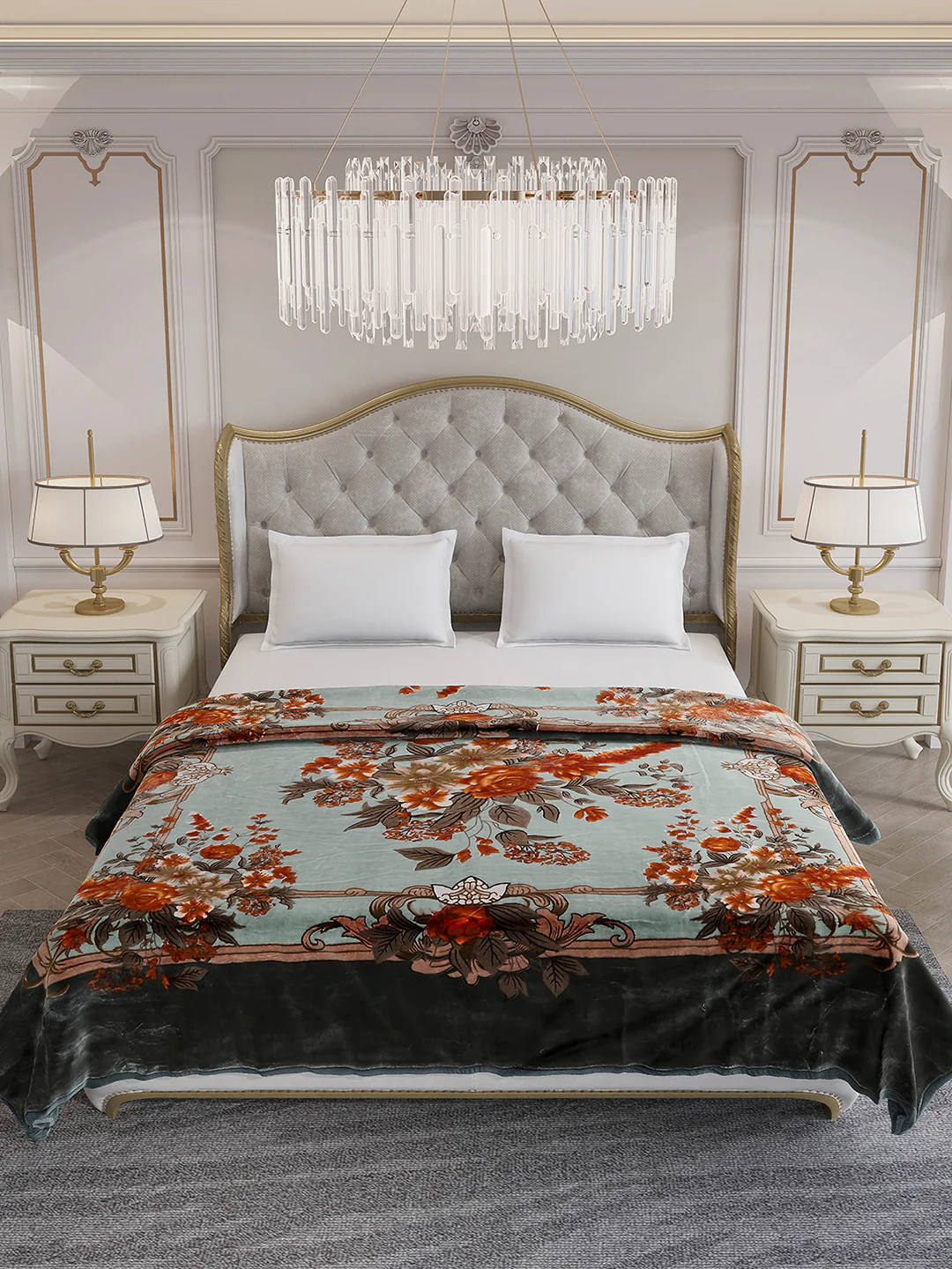 Printed Double Bed 2 Ply, 1042 GSM Blanket for Winter - (Emilia) - Image 3
