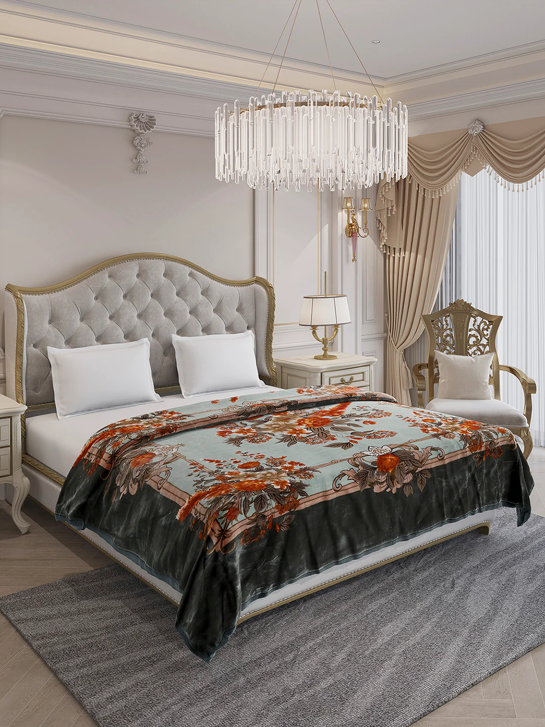 Printed Double Bed 2 Ply, 1042 GSM Blanket for Winter - (Emilia) - Image 4